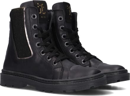 Jochie & Freaks Bibi Veterboots - Laarzen Met Veters - Meisjes - Zwart - Maat 29