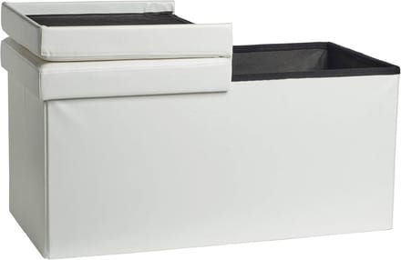 Gestoffeerde zitbank met opbergruimte en uitschuifbaar deksel - Wit, 38x76x37,6