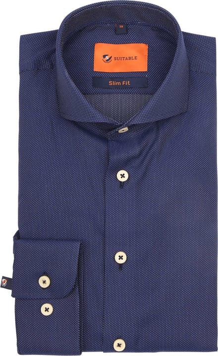 Suitable Overhemd Point Donkerblauw (navy) - Maat 39 - Heren - Overhemden Formeel