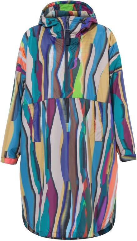 Laurasøn - Dames - Functionele regencape unisex print capuchon - Olijfgrijs - Maat 1
