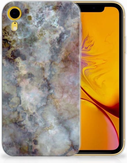 Back Cover voor Apple iPhone Xr TPU Siliconen Hoesje Marmer Grijs