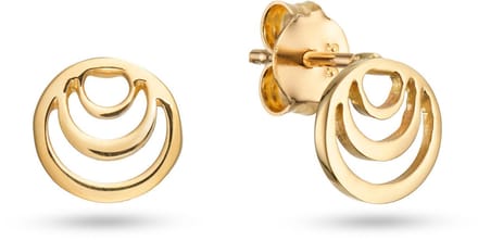 Glow 206.0220.00 Dames Oorstekers Flat Triple Circle 14 Karaat Goud