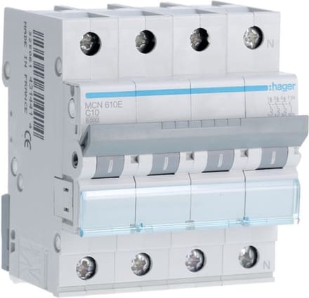 Hager Miniature circuit breaker mcb 3p+n 6ka c-10a