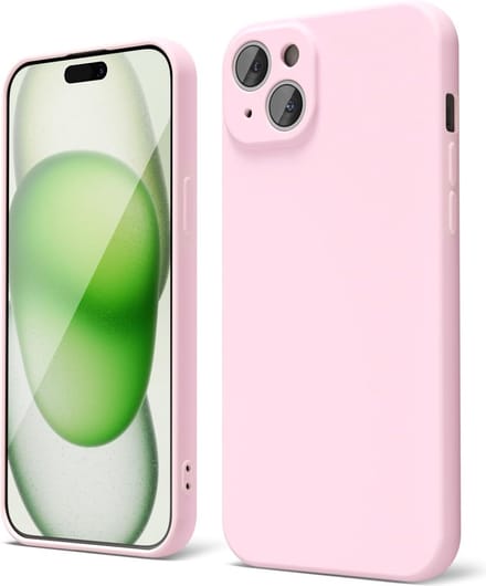 Solid hoesje Soft Touch Liquid Silicone Flexible TPU Cover [Camera all-round bescherming] - Geschikt voor: iPhone 15 Plus - Lichtroze
