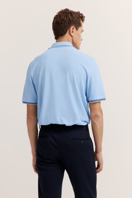 Bugatti Herren Polo met contrasterende strepen en borduursel op de borst
