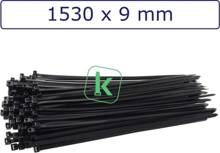 PRO-TIE® - Tyraps, kabelbinders 1530 x 9 mm Zwart UV bestendig (Zak 100 stuks) (tiewrap/tyrap/tie-wrap/bundelbandje/colsonbandje/)