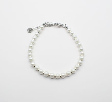 Colure® armband glasparels white 4mm zilveren Miyuki gecombineerd