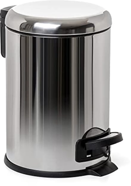 Stainless Steel Bathroom Trash Bin with Pedal - 3L - Soft-Close - Removable Inner Bucket - Modern Design