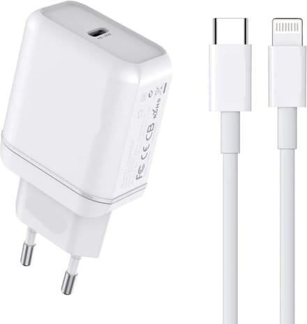 20w Snellader geschikt voor iPhone - Lightning Kabel 2 Meter - Oplader usb C - Wit