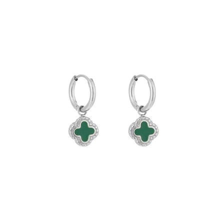 Bijoutheek Oorhangers Klaver Green Zilver