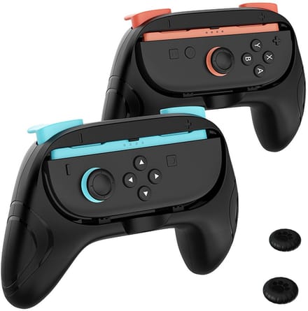 Sounix Joy Con Controller Grip geschikt voor Nintendo Switch 2 - Set van 2 - Met 2 Thumb Grips - Controller accessoire - Zwart