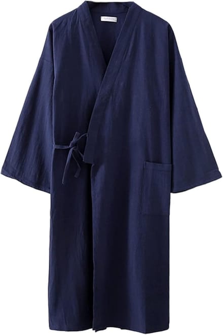 Kimonojas Katoen - Badjas Dames Heren - Ontspannen Thuis - Ademend Lichtgewicht - Medium Lengte - Wit