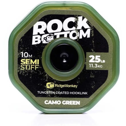 Ridgemonkey Connexion Rock Bottom Tungsten Semi Coated Hooklink 20 M Karperlijn Transparant 25 Lbs