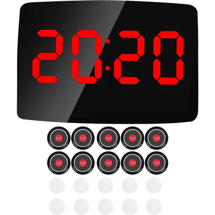 Draadloos Oproepsysteem Zorgverlener Pager met 10 Verpleegkundige Alarm Oproepknoppen 1 Display Ontvanger voor EU Plug black