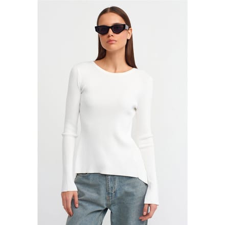 Slim Fit Geribbelde Bootcoll Sweater