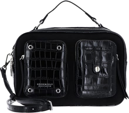 SEIDENFELT MANUFAKTUR Schoudertas Handtas Little Case Croco Print Black Zwart