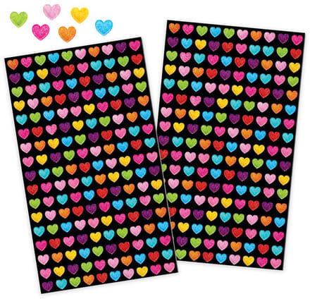 Glitter Hartjes Stickers – 320 Mini Hartjes – 2 Stickervellen