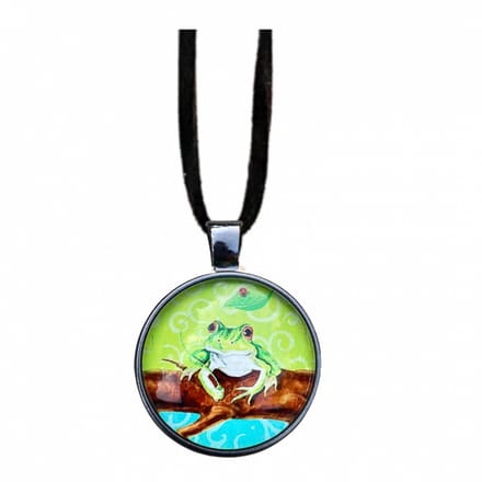 Ketting- kikker- zwart -45 cm - Charme Bijoux