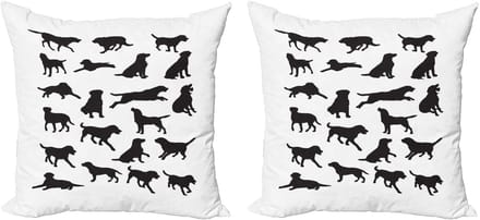 ABAKUHAUS Labrador kussensloopset (2 stuks), diverse posities, 45 cm, antracietgrijs wit