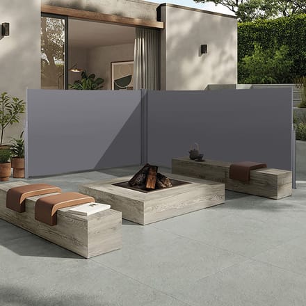 YYchan Parasol-Uitschuifbare-zijmarkise-200x600cm-Grijs-waterdicht-winddicht-privacy-schaduw