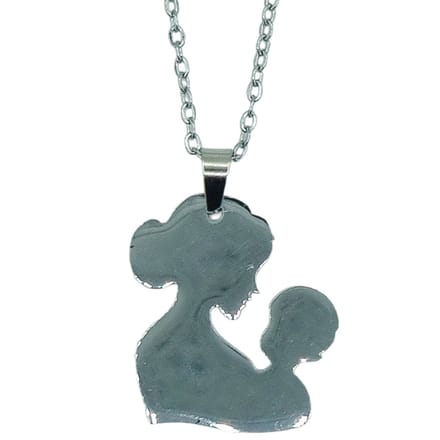 Zilverkleurige Stalen Ketting - Moeder & Baby Hanger