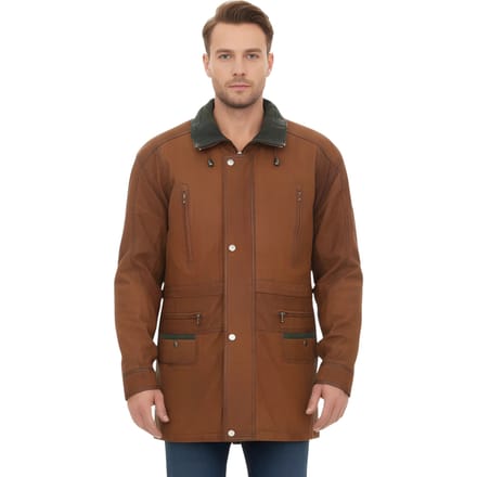 Heren bruine nubuck leren parka jas - Gatton