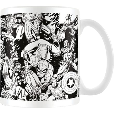 Marvel Tekens Mok (Wit/zwart)
