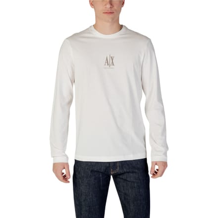 Printed Long Sleeve Round Neck T-Shirt - White Shirts