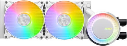 CPU koeling - MSI MAG CORELIQUID E240 WHITE - Vloeistofkoelsysteem processor - 240 mm - 2x 120 mm RGB fan - Wit