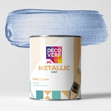 Decoverf metallic verf zilverblauw, 750ml