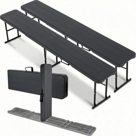 Set van 2 Inklapbare Camping- en Tuinbanken 180 cm, HD-PE Kunststof