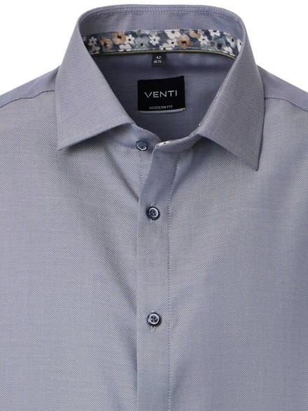 Antraciet Venti Overhemd Kent Kraag Met Motief Modern Fit - L