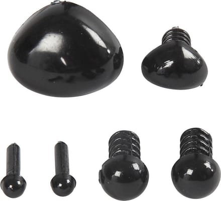 Creotime Ogen en neuzen d: 3+6 mm afm 8x6+14x11 mm zwart 20sets