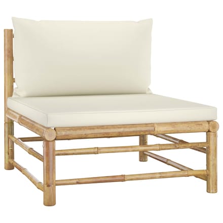 vidaXL - 4-delige - Loungeset - met - crèmewitte - kussens - bamboe