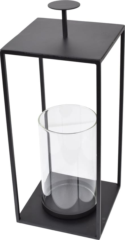 LOFT42 Lantaarn Bradley met Glas - Zwart - 32x15x15