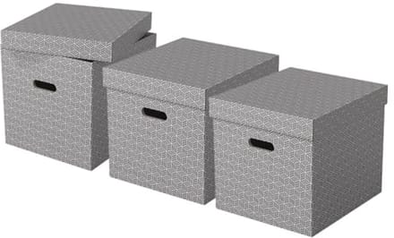 Set van 3 Grote Opbergdozen in Kubusvorm met Deksel - 100% Gerecycled Karton