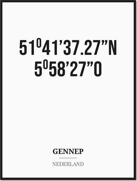 Poster/kaart GENNEP met coördinaten