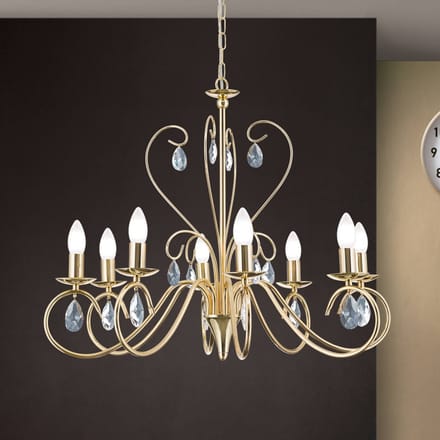 ORION Kroonluchter Alessia 8-lamps kristalglas goud