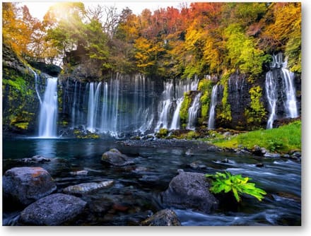 Shiraito waterval in de herfst, Japan - 40x30 Canvas Liggend -