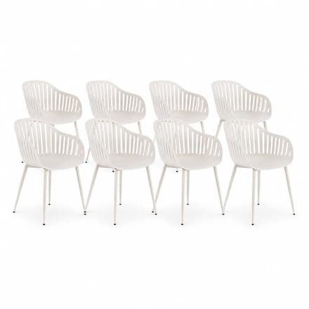 DS4U® - Harry tuinstoel - Set van 8 - Ivoor - Kunststof - Kuipstoel