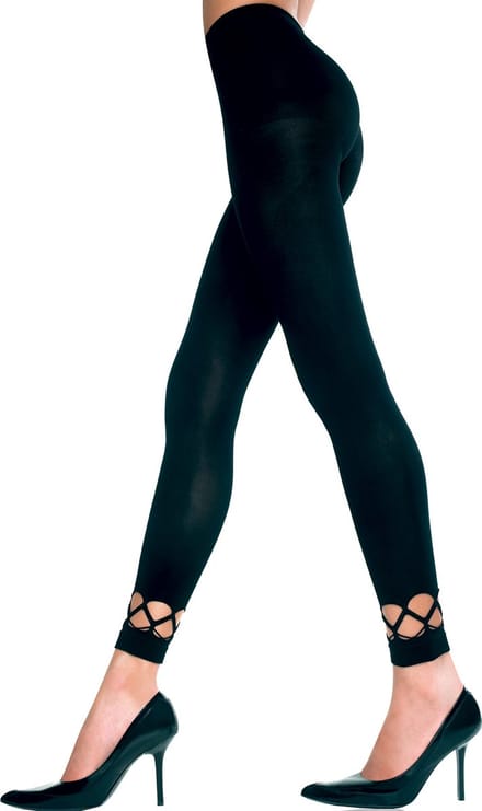 Music Legs Lange Legging Met Opengewerkte Onderkant - Zwart