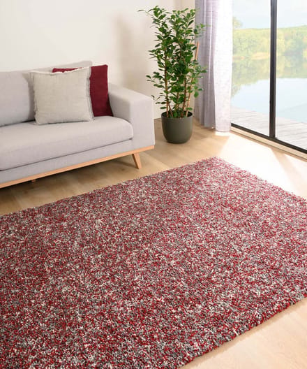 Hoogpolig vloerkleed - Blend rood/grijs 280x370