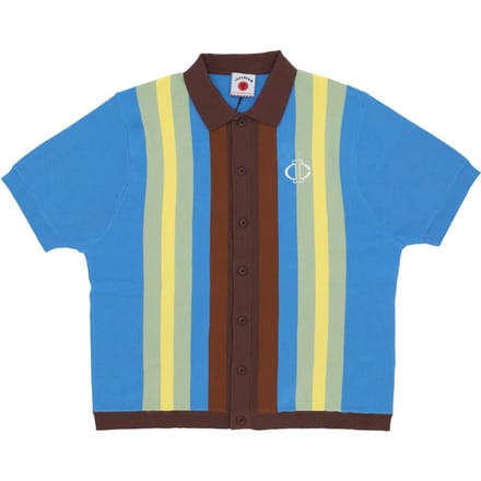 Mannen korte mouw Jacquard breien S/s polo vest blauw
