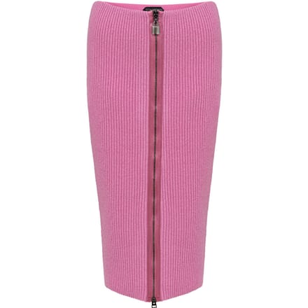 Geritsde rok in roze breiwerk Tom Ford