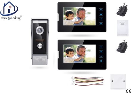 Home-Locking complete deur intercom/videofoon met 2 binnen panelen.DT-2210-1-2