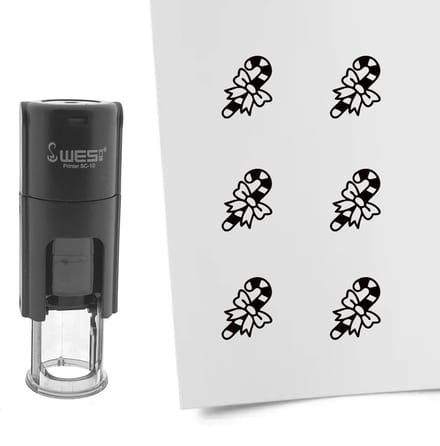 CombiCraft Stempel kerststok 10mm rond zwarte inkt - per 1 stuk