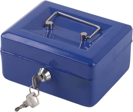 Kleine Kluis - Afsluitbare Box - Veilig Opbergen - Sleutelvergrendeling - 15 cm Breed - Blauw