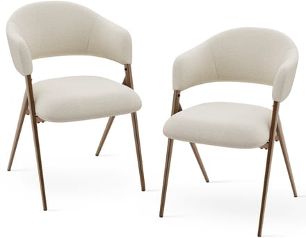 COLAMY - Eetkamerstoelen set van 2 - Hout - Moderne stoffen gestoffeerde eetkamer- open rugleuning en gewatteerde zitting - beige