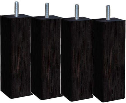 3700527816807 Soft Scandinavisch vierkant, set van 4 bedpoten, wengé, hoogte 17 cm