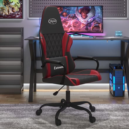 vidaXL - Gamestoel - kunstleer - zwart - en - wijnrood